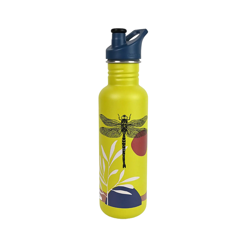 Edelstahl Trinkflasche Classic Greensurance Libelle 800ml Sport Cap