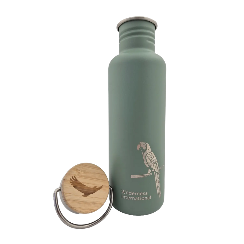 Edelstahl Trinkflasche Classic Wilderness 800ml Bambus-Schraubverschluss