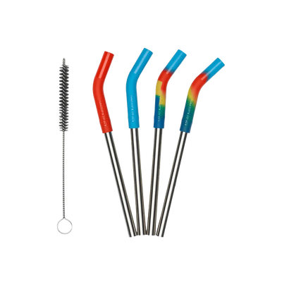 Edelstahl Trinkhalme kurz 4er Set 8mm mit Trinkhalmbürste