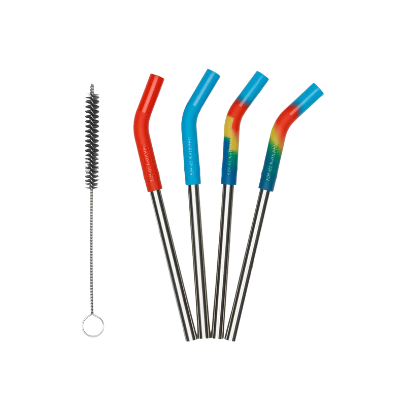 Edelstahl Trinkhalme kurz 4er Set 8mm mit Trinkhalmbürste