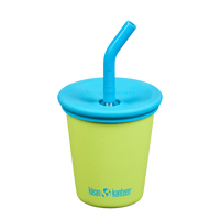 Edelstahl Trinkbecher Kid Cup 296ml mit Deckel und Trinkhalm