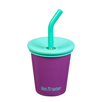 Edelstahl Trinkbecher Kid Cup 296ml mit Deckel und Trinkhalm
