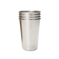 Edelstahl Trinkbecher Pint Cup 473ml 4er Set + 4 Silikon Trageringe