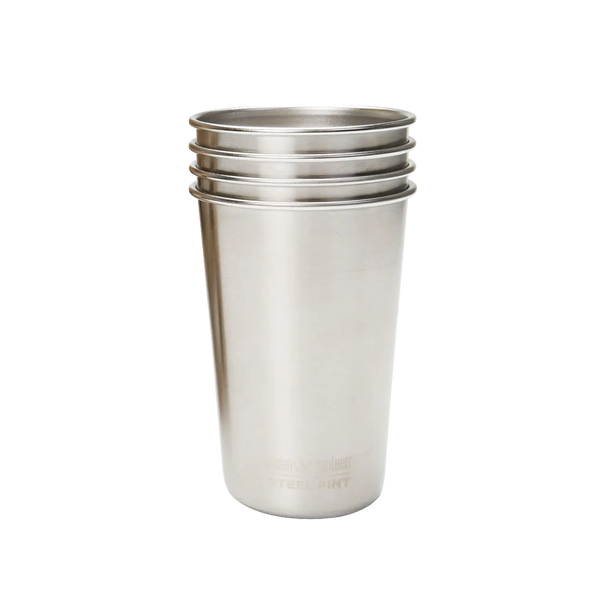 Edelstahl Trinkbecher Pint Cup 473ml 4er Set + 4 Silikon Trageringe