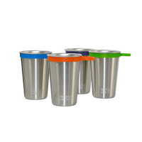 Edelstahl Trinkbecher Pint Cup 473ml 4er Set + 4 Silikon Trageringe