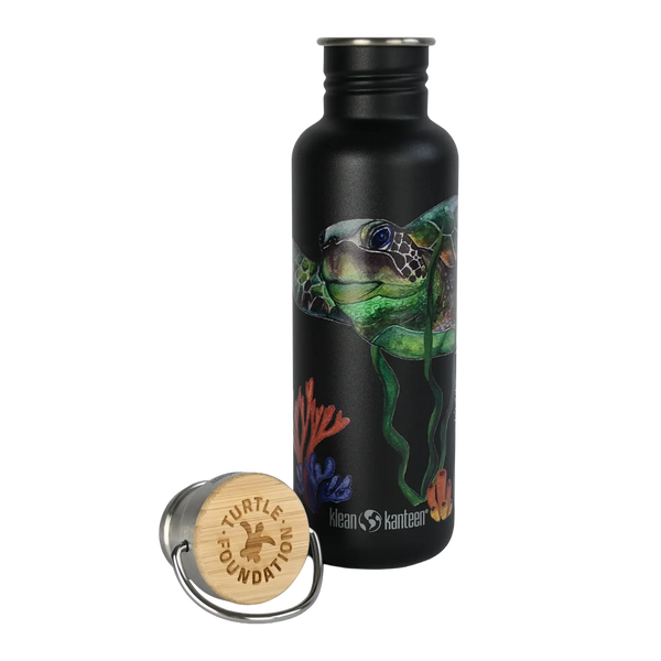 Edelstahl Trinkflasche Classic Turtle Foundation 800ml Bambus-Schraubverschluss