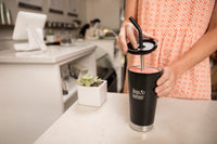 Edelstahl Thermobecher Tumbler 473ml mit Deckel und Trinkhalm