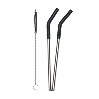 Edelstahl Trinkhalme 2er Set 8mm mit Trinkhalmbürste