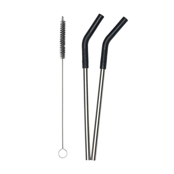 Edelstahl Trinkhalme 2er Set 8mm mit Trinkhalmbürste