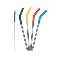 Edelstahl Trinkhalme 4er Set 8mm mit Trinkhalmbürste