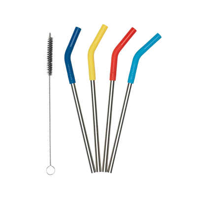 Edelstahl Trinkhalme 4er Set 8mm mit Trinkhalmbürste