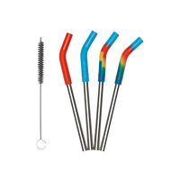 Edelstahl Trinkhalme kurz 4er Set 8mm mit Trinkhalmbürste