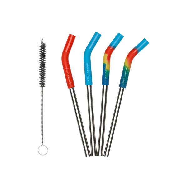 Edelstahl Trinkhalme kurz 4er Set 8mm mit Trinkhalmbürste