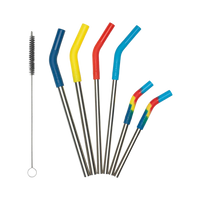 Edelstahl Trinkhalme 6er Set mit Trinkhalmbürste