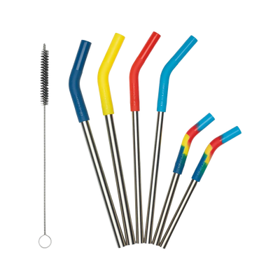 Edelstahl Trinkhalme 6er Set mit Trinkhalmbürste