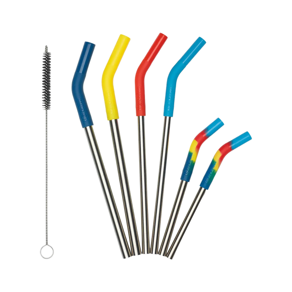 Edelstahl Trinkhalme 6er Set mit Trinkhalmbürste